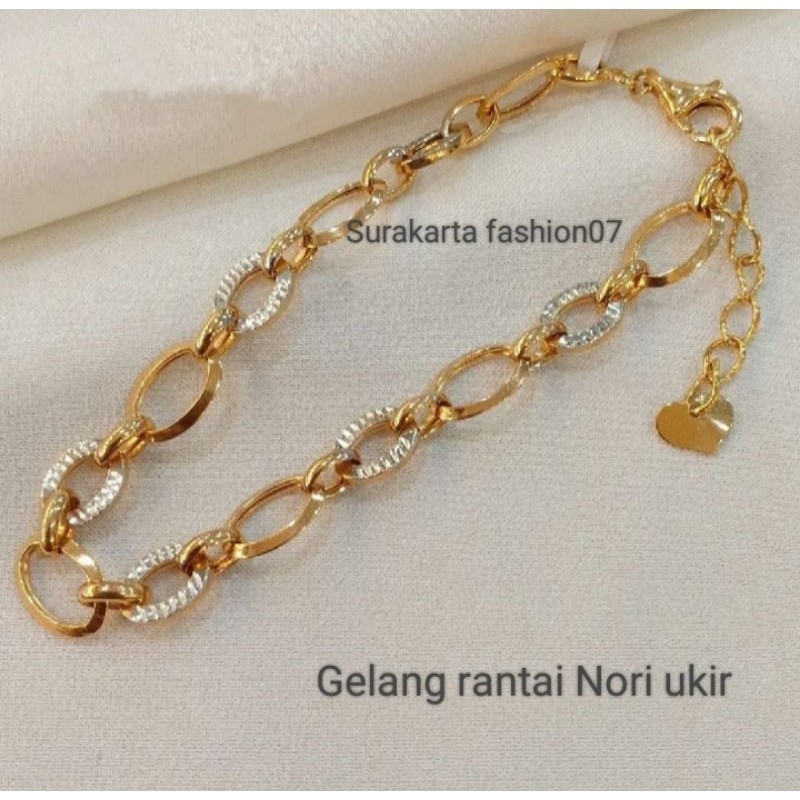 Gelang rantai Nori ukir gelang tangan wanita elegan