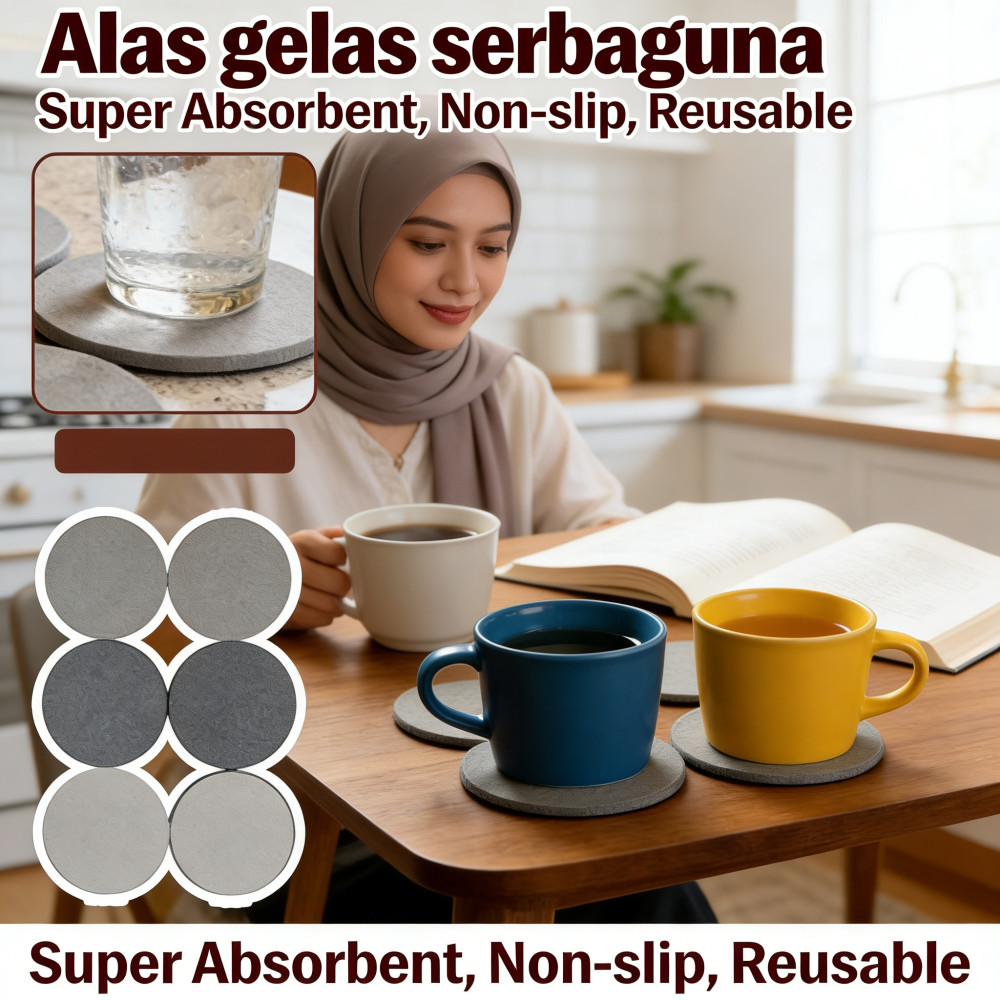 Serap Air Diatomite / Coaster Alas Gelas / Round Gelas Diatomite / Coaster Dry / Diatomite Coaster T