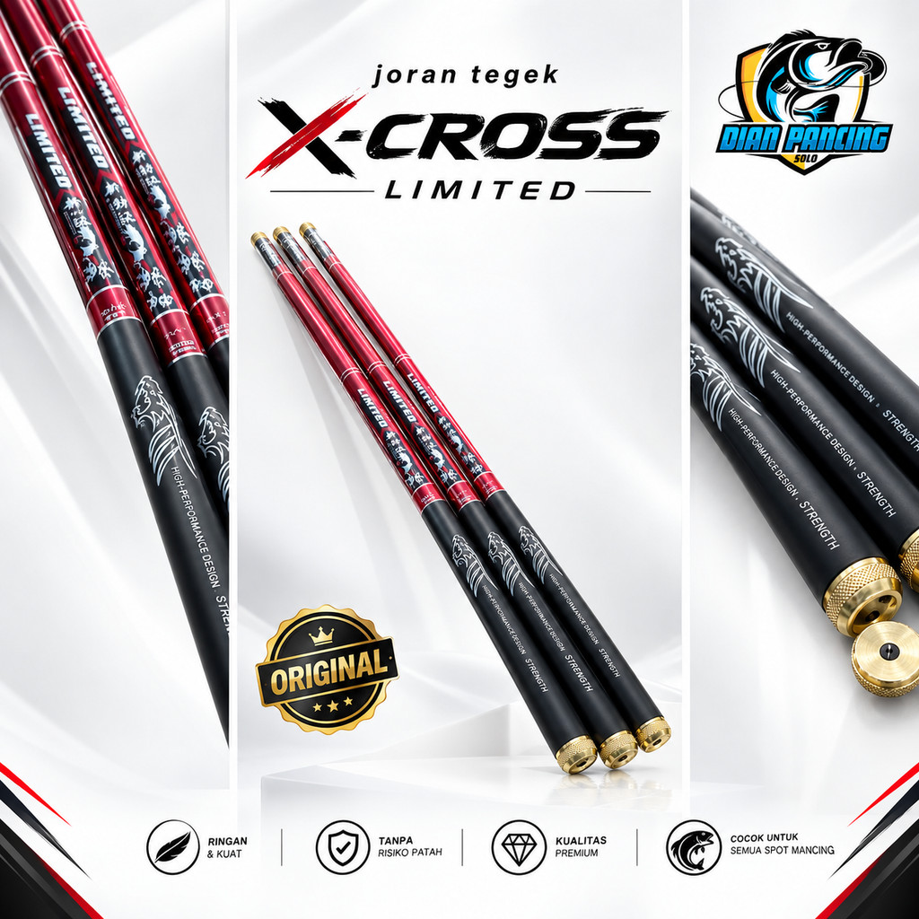 Joran Tegek X-Cross Limited Panjang 360, 450 & 540 Action kaku cocok untuk baronang