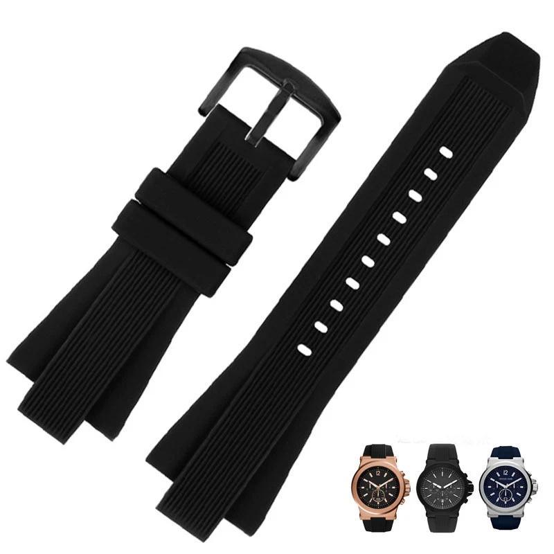 Rubber Watchband for Michael Kors Mk8184/8729 MK9019 MK8295 MK8492 MK9020 MK8152 MK9026 Silicone Bla