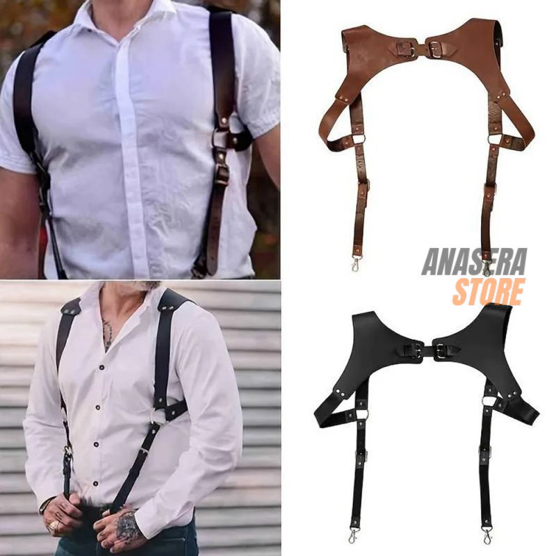 Pu Leather Suspender Suspender Kulit Pu Suspender Pria Kulit Suspender Backpack Suspender Dewasa