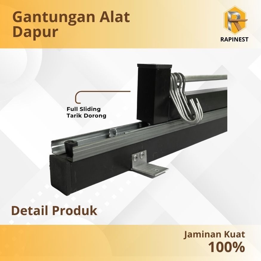 Gantungan Panci Rel Laci Dapur 40cm Sliding Tarik Dorong