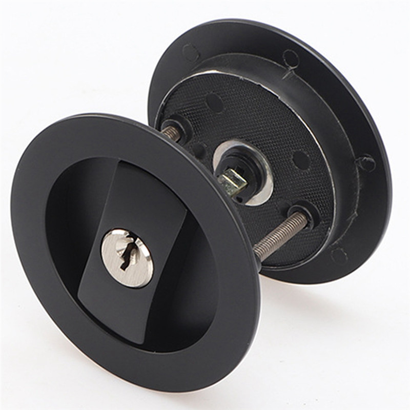 AED7-1 PCS Sliding Pocket Door Lock Black Privacy Round Pocket Door Harde Black Contemporary Pocket 