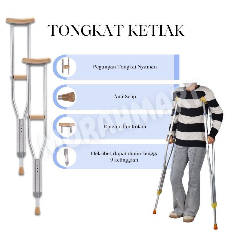 2 PCS TONGKAT KETIAK SEPASANG CRUTCH/SEPASANG TONGKAT KETIAK/ALAT BANTU JALAN KETIAK