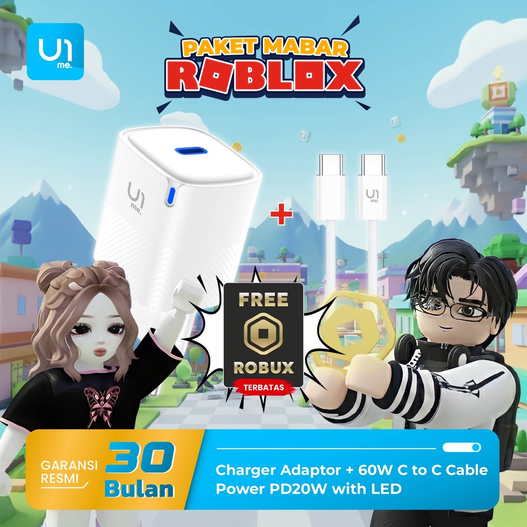 [ FREE KARTU ROBUX ] Special Paket Mabar Roblox U1 me. Power Charger PC01-CC Compatible for iPhone 1