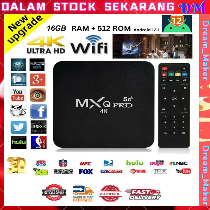 MI TV  TSIK ANDROID 2025 Androit TV Box MXQ Pro 4K HD  2.4G WIFI 16G+512G Smart TV 4K Box Ultra HD 4