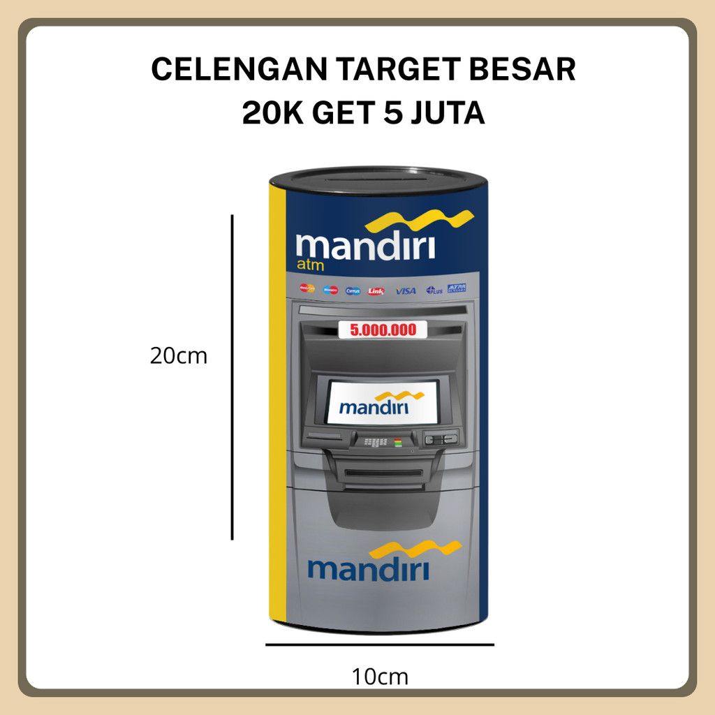Celengan Target Jumbo Mandiri 10x20 cm Target 5 Juta 20K Full Plastik Buka Tutup Permanen Anti Rayap