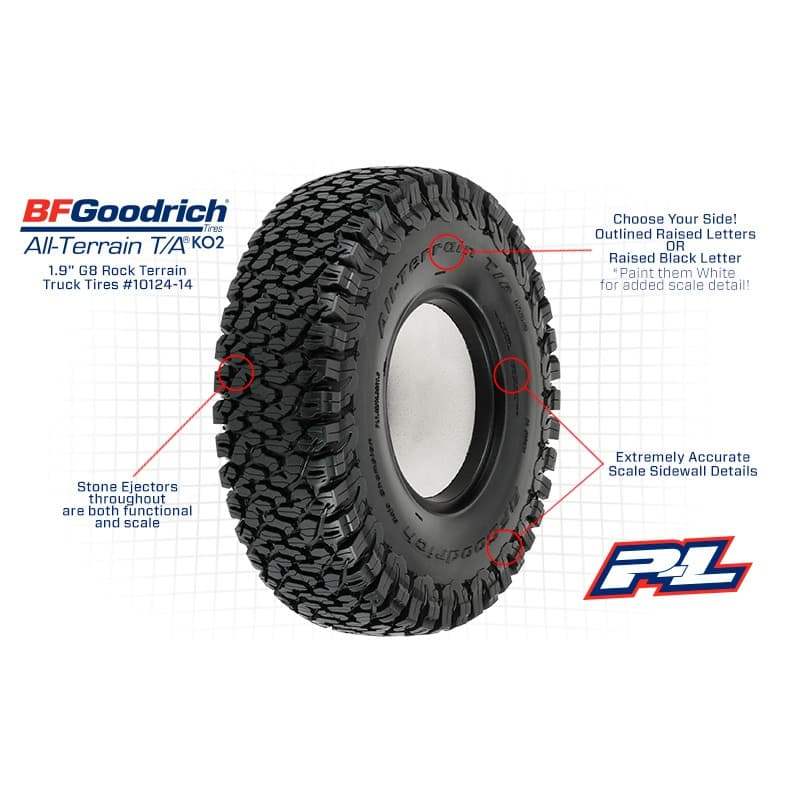 Ban RC Pro-line BFGoodrich All-Terrain KO2 1.9" G8 Rock Terrain RC (2pcs) RC 1/10