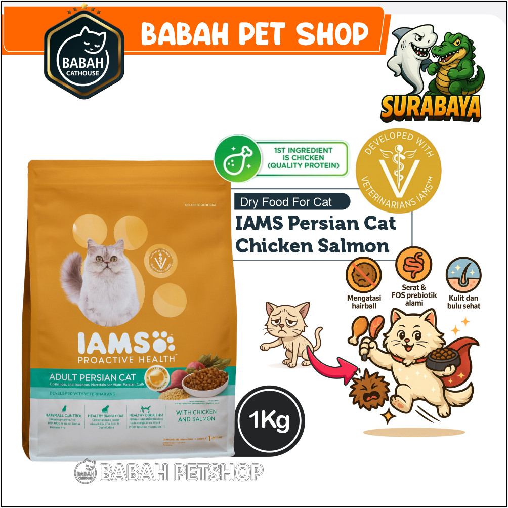 1KG IAMS PERSIAN cat food makanan kucing persia adult long hair bulu panjang lebat pesek anti rontok