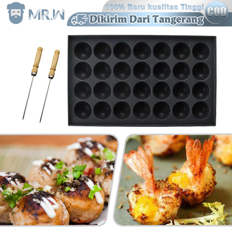 Cetakan 28 Suggo Cetakan Takoyaki 28 Lubang Kecil Octopus Meat Balls Mold No-Stick
