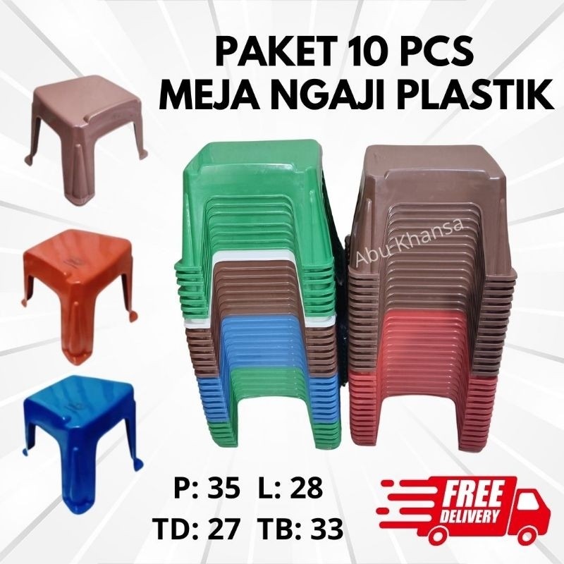 Pekat 10 PCS Meja Ngaji Plastik Lekar Rekal Al Quran Meja Belajar Plastik