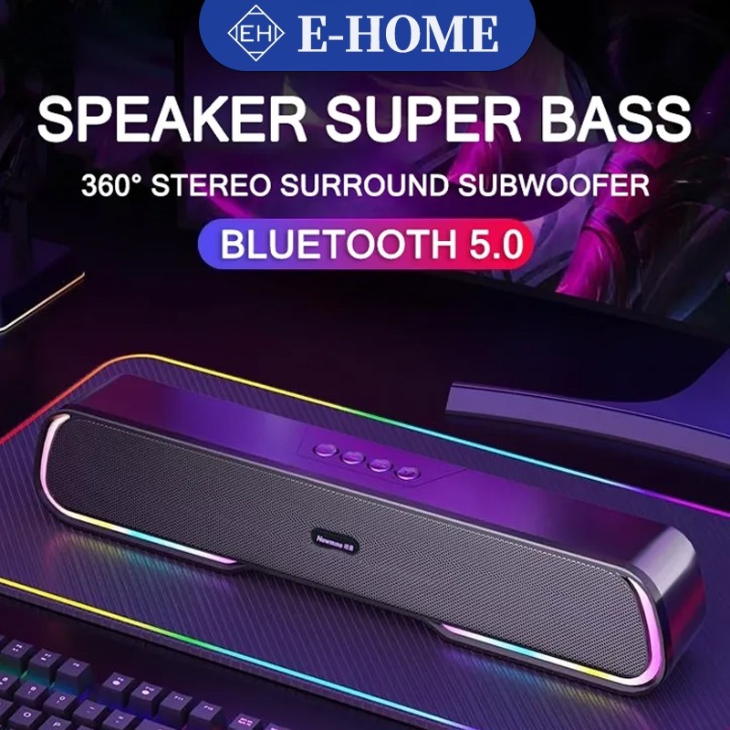 KM76TF E-Home Multimedia 5.0 Speaker Bluetooth Soundbar RGB LED Light Computer TV Phone TF 360° Ster