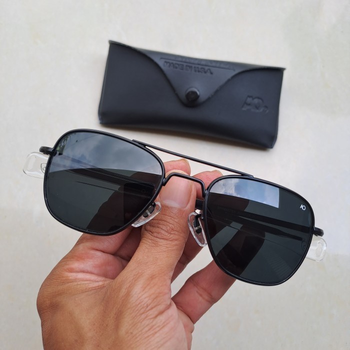 kacamata rayban pilot ao american optical  frame hitam kaca hitam