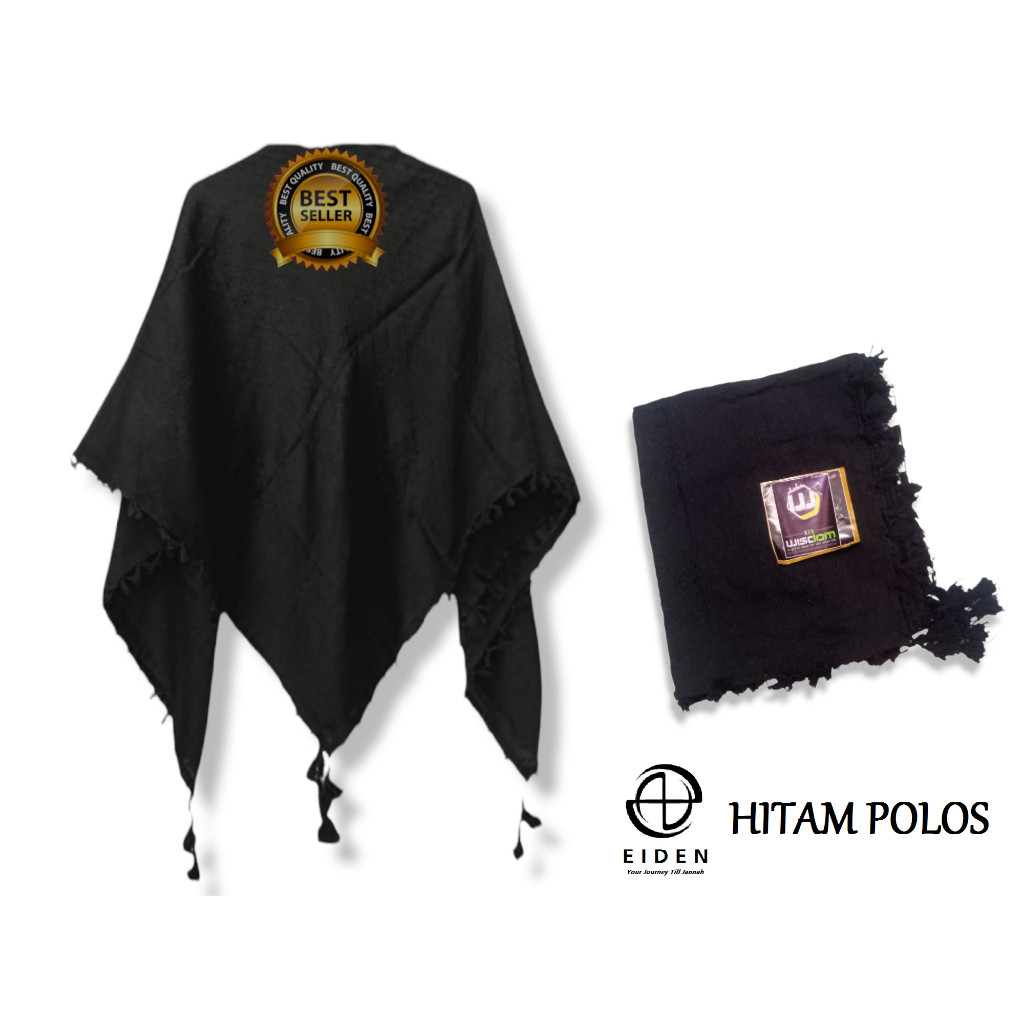 Produk Baru Sorban Polos Hitam Tebal Katun Sintetis EIDEN Sorban Arab Sorban bahan halus Sorban dewa