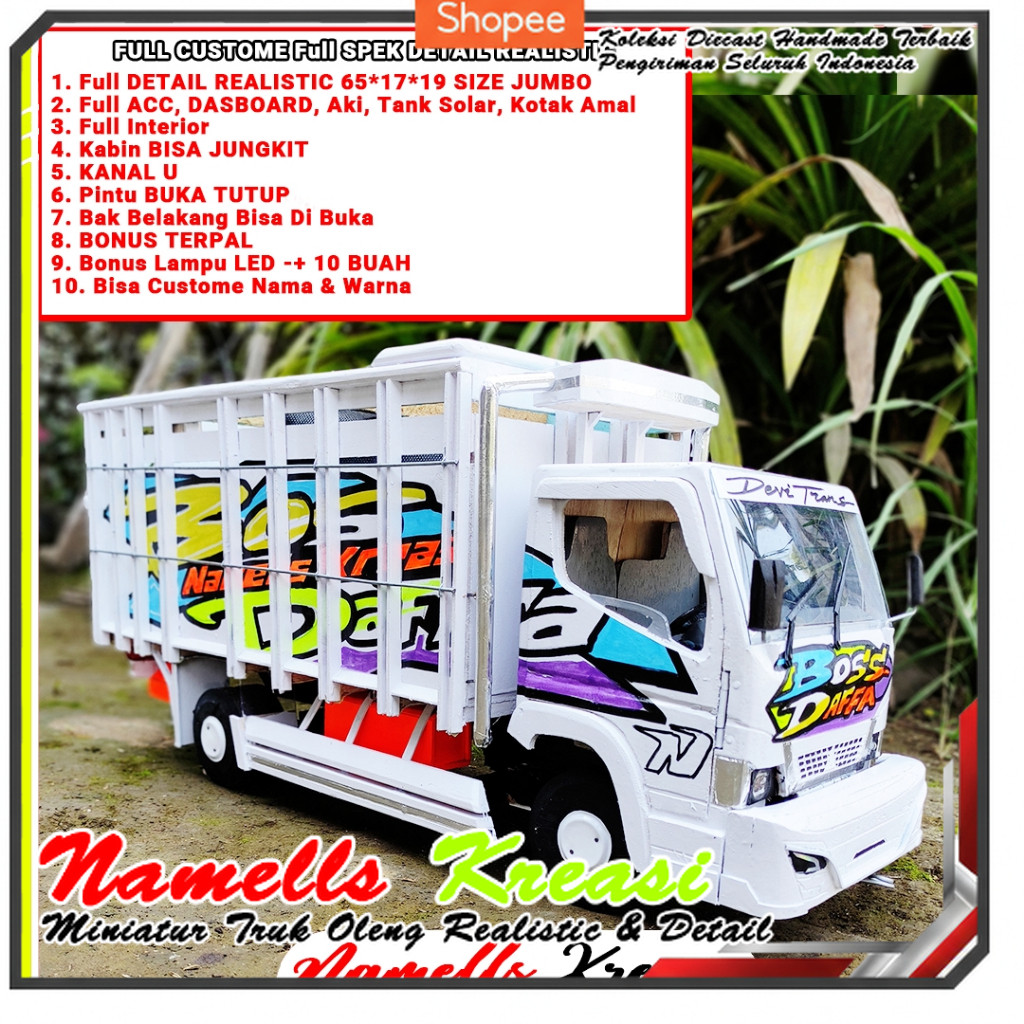 NAMELLS KREASI MINIATUR MOBIL MAINAN ANAK MINIATUR MOBIL TRUK OLENG FULL CUSTOME SPEK DETAILING REAL