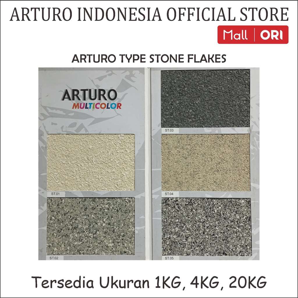 ARTURO Type Stone Flakes Pail 20kg Cat Texture Tone Tekstur Dinding Tembok Flakes Multicolor Kemasan
