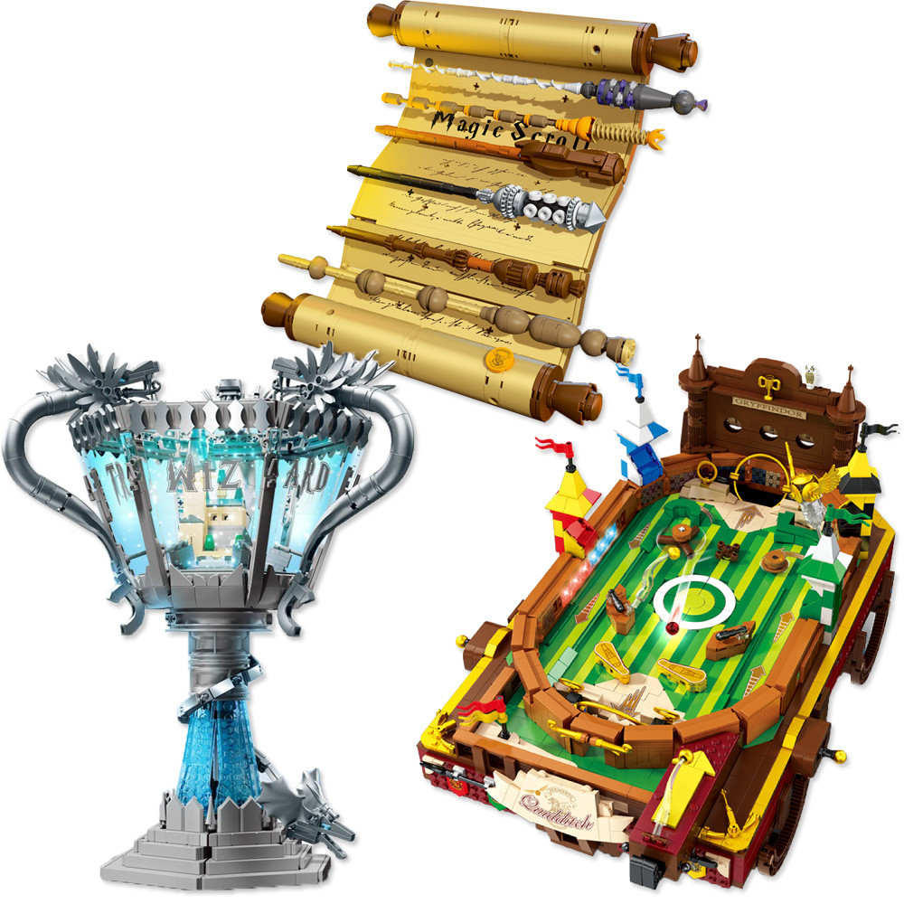 Harry Potter Goblet Of Fire Building Block Magic Scroll Figure Quidditch Model Assembled Mini Bricks