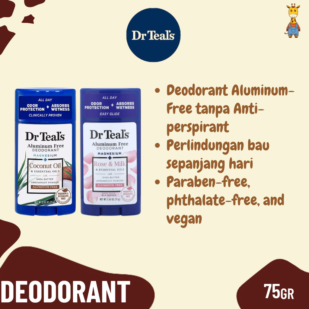 Dr Teal's Deodorant 75gr - Deodorant Tanpa Antiperspirant
