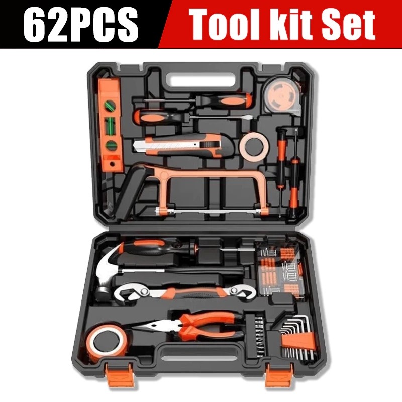 Kunci Set Lengkap 62PCS Hand Toolset Rumah Tangga Tool Kit Set / Toolkit Set / Terdiri dari tang, ob