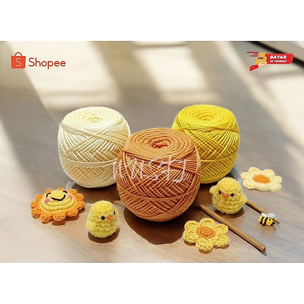 BENANG RAJUT POLY KILAP PILIH WARNA SERI KUNING / BENANG RAJUT POLYESTER / BENANG RAJUT / RAJUT / BE