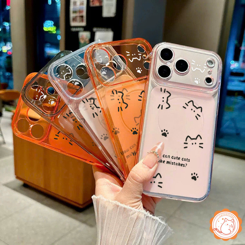 Case HP Untuk IPhone 14 17 12 11 15 16 13 Pro Max 15 14 16 Plus Grafiti Sederhana Anak Kucing Lucu B