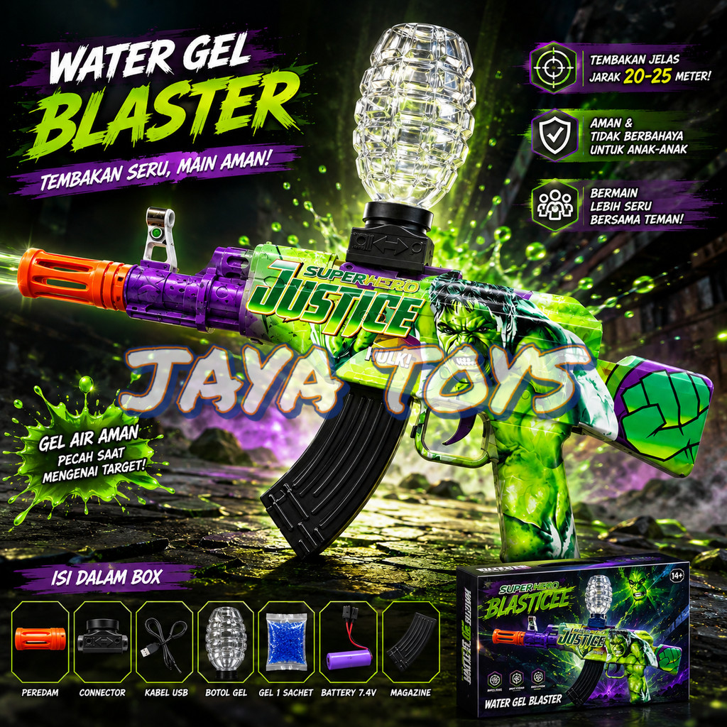Senapan Mainan Pistol AK47 Gel Blaster Gun Otomatis Orbeez Water Bullet Elektrik