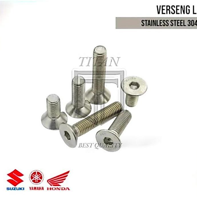 (5PCS) BAUT VERSENG L M3 X 40 BAUT COUNTERSUNK DRAT 3MM / BAUT FLAT M3 / BAUT JF L SS304 ANTI KARAT 