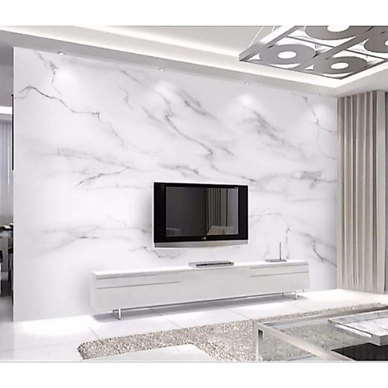 WALLPAPER DINDING WALLSTIKER MARMER GRANIT PUTIH