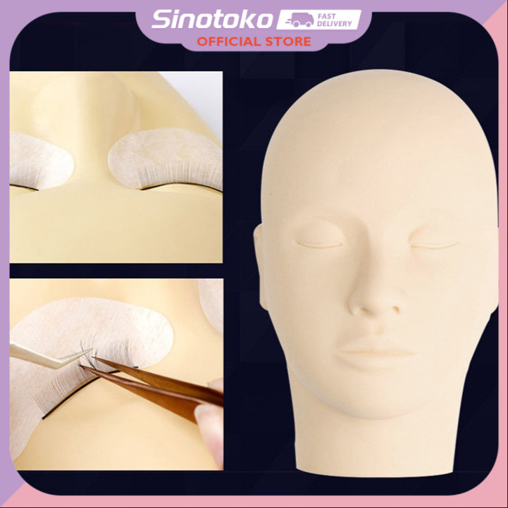 Kepala Boneka Silikon Serbaguna, Cocok untuk Kursus Kecantikan, Pelatihan Makeup, dan Teknik Pijat W
