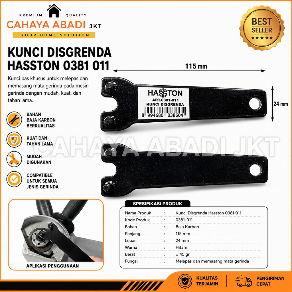 Kunci Disgrenda HASSTON 0381-011 | Kunci Gerinda 2 Pin Pembuka Mata Gerinda | Kunci Spanner Mesin Ge