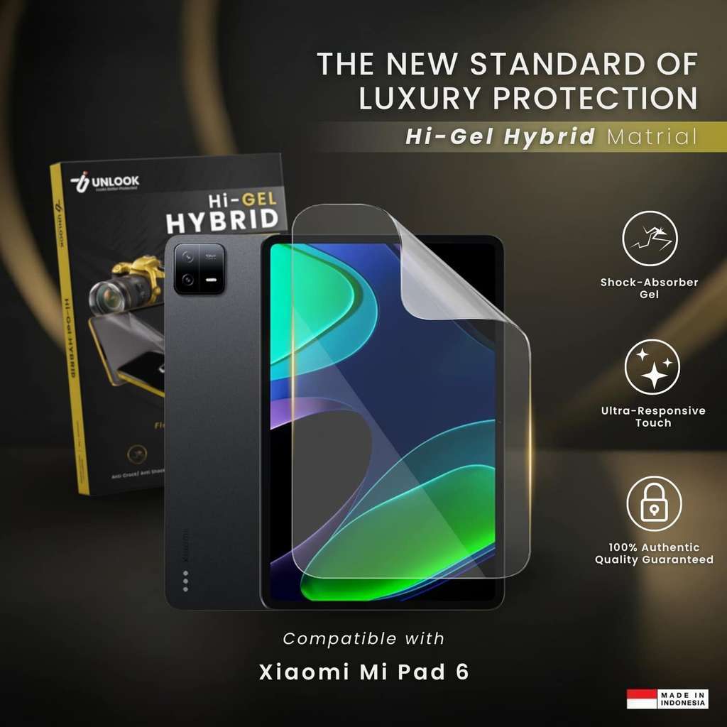 UNLOOK Hi-GEL HYBRID Hydrogel+ Film Protection for Xiaomi Mi Pad 6 - Anti Bekas Jari Anti Retak Full
