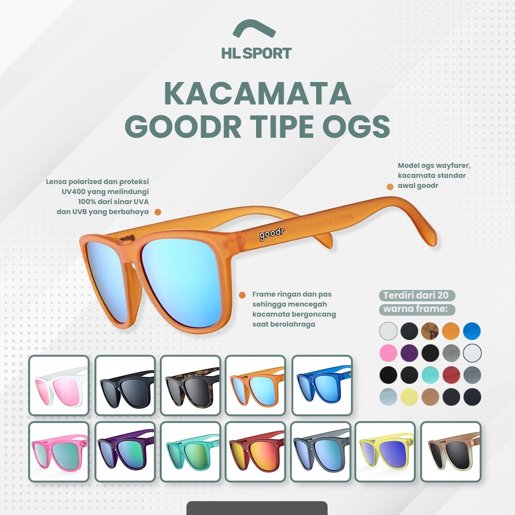 TERLARIS Kacamata Goodr OG Polarized Mirror Sunglasses Lari Sepeda Gym Murah Asli Original