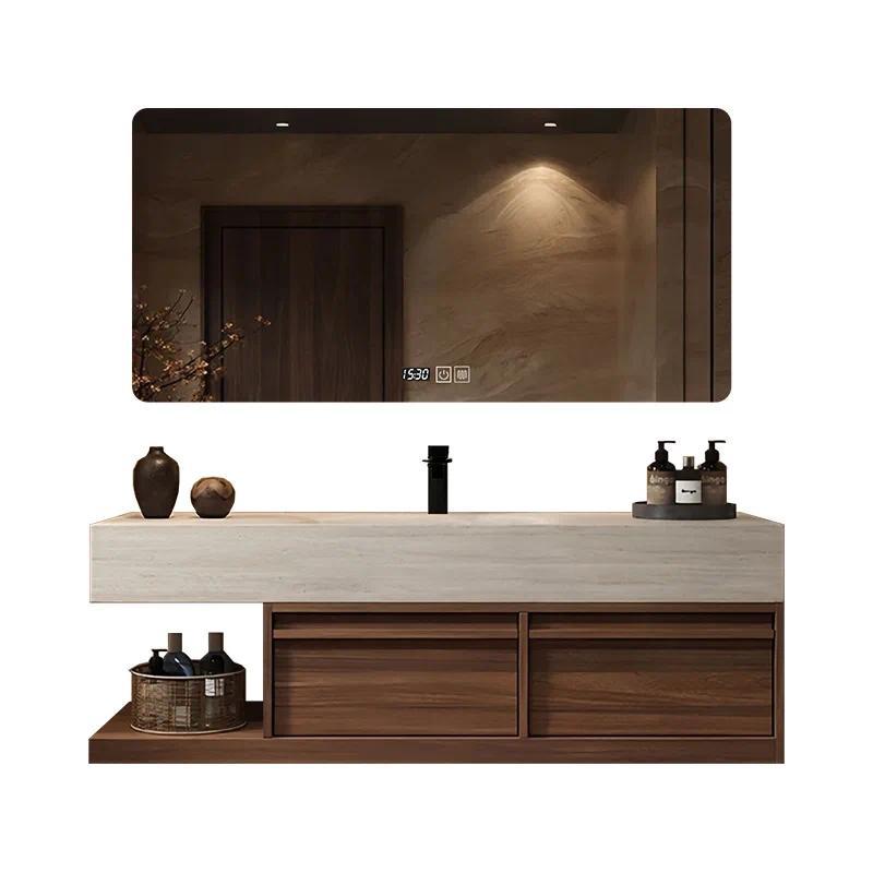 New Chinese walnut bathroom cabinet, bone line sink, washbasin cabinet, combination bathroom washbas