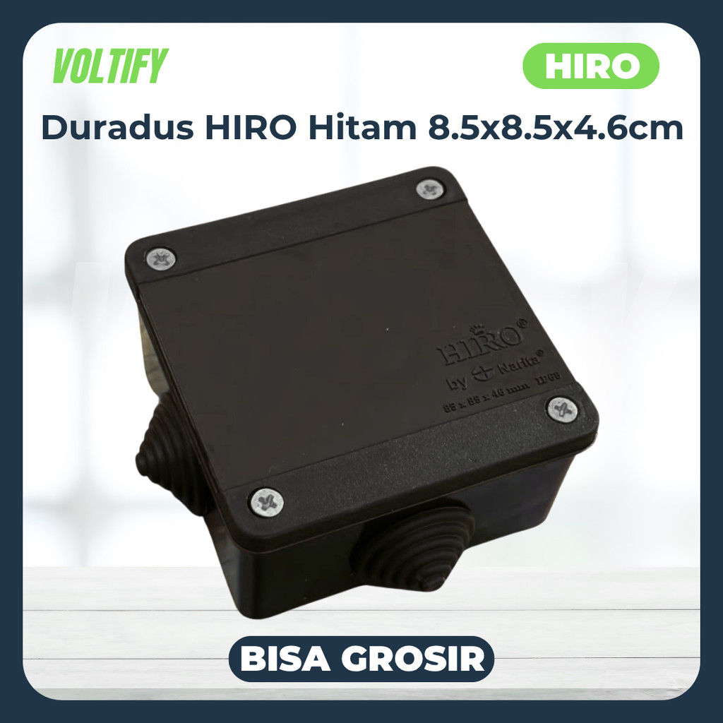 (Voltify) Duradus Doradus Dorados Junction Box Hitam KECIL HIRO Waterproof 8,5 x 8,5 x 4,6 cm Instal