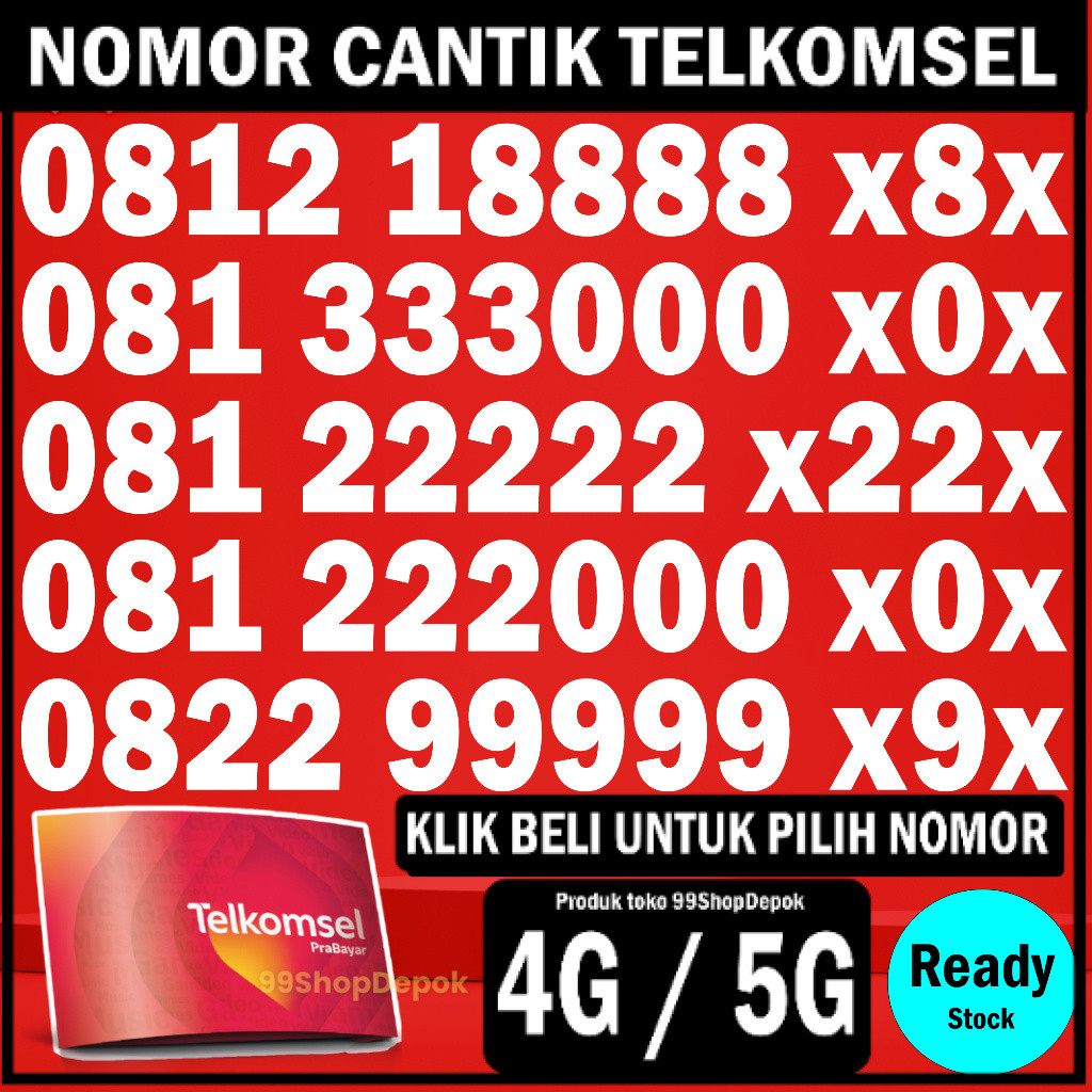 Kartu Perdana Nomor Cantik Telkomsel Simpati KODE 65.2 - Nomer Cantik Telkomsel 8888 - No Cantik Sim