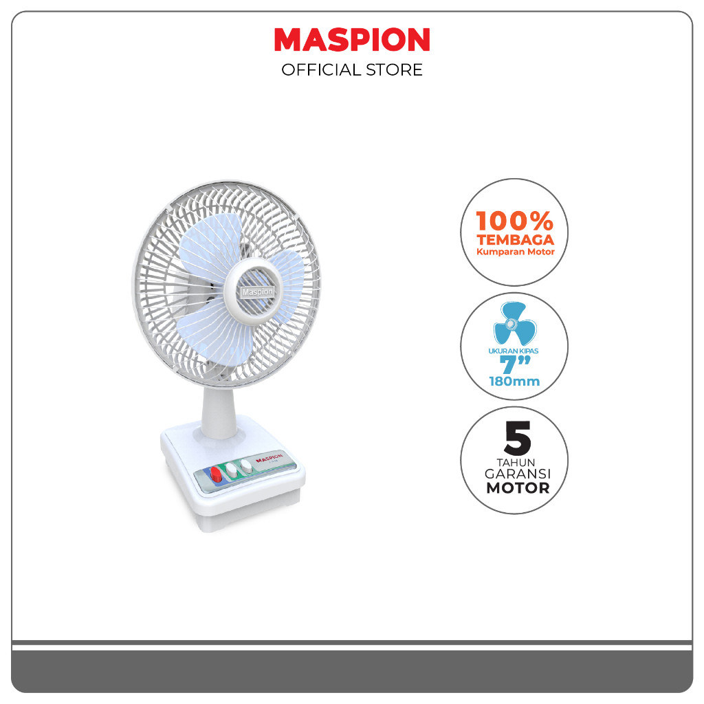 Kipas Angin Meja Maspion F-18 DA Desk Fan Duduk Mini 7 Inci 7" 20 Watt F18DA Garansi