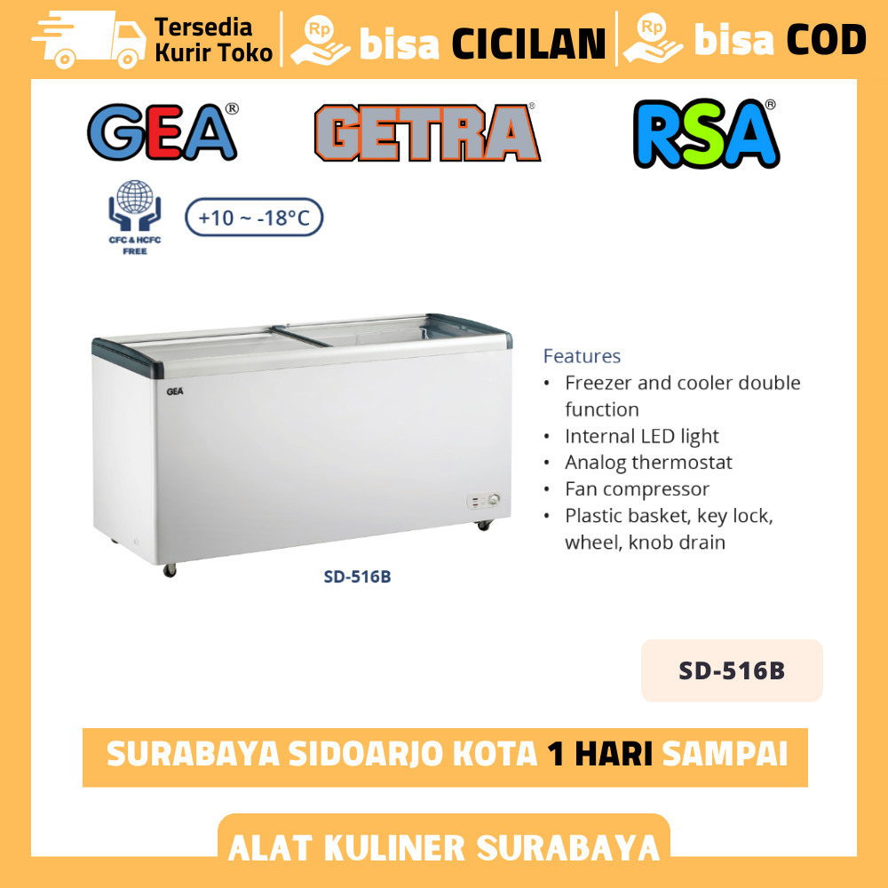 Chest Freezer Sliding GEA SD-516B Sliding Flat Freezer