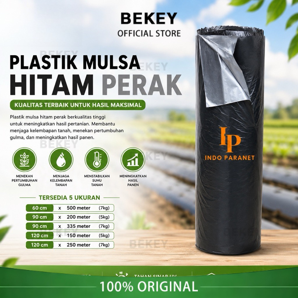 BEKEY PLASTIK MULSA HITAM PERAK | 60cm 90cm 120cm | 1 ROLL TANAM CABAI MELON TOMAT