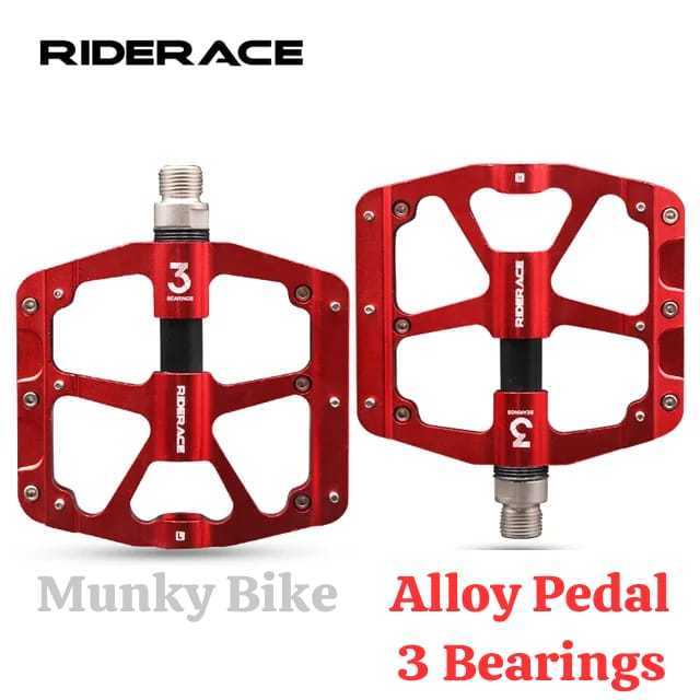 Foto Riderace Pedal Flat Alloy Tapak Lebar 3 Bearing Loncer Sepeda MTB Enduro