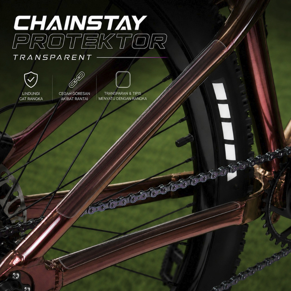 Foto Chainstay Frame Protector Sticker Transparant Pelindung Protektor Chain stay Atau Arm Belakang Sepeda