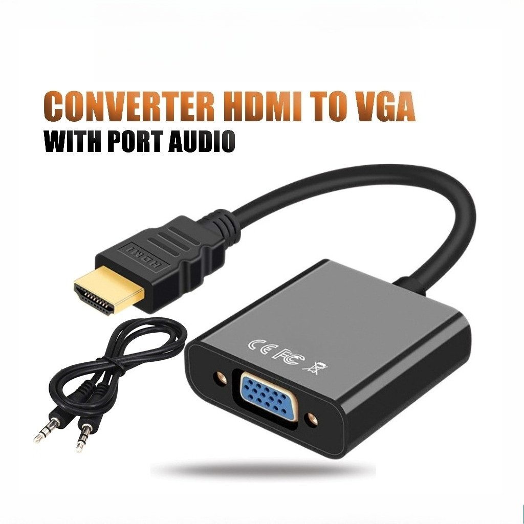 Converter HDMI to VGA With Audio Konverter HDTV to VGA Adapter Laptop PC PS3 PS4 DVD ke Monitor LCD