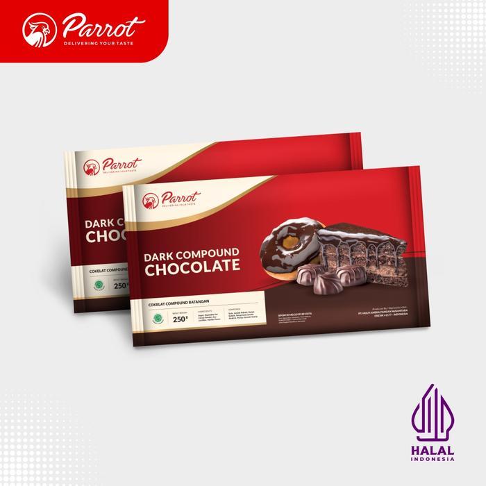 PARROT DARK COMPOUND CHOCOLATE Cokelat Batang Cokelat Masak Dark Coklat - DCC 250gr