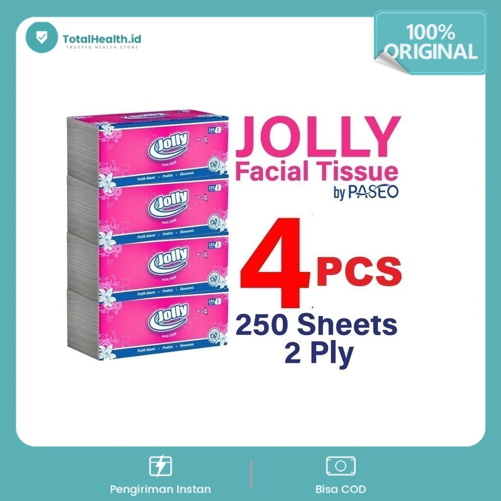 Tissue Jolly 250s 2ply 4pcs / Jolly Facial Tissue 4 pcs 250 Sheet 2 Ply Tisu 250Sheet Sheets