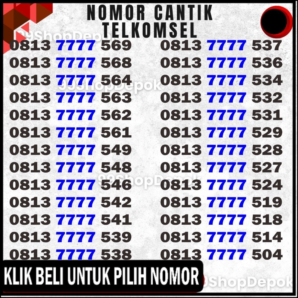Nomor Cantik Simpati 11 DIGIT, TELKOMSEL 7777, Nomer Cantik Simpati 4g 5g 77775 77777
