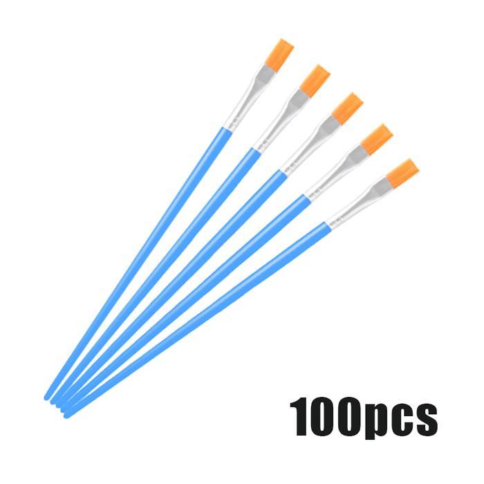 100PCS Set Kuas Lukis Paintbrush Brushes Kuas Cat Minyak Kuas Nilon Cat Air - Flat/100PCS