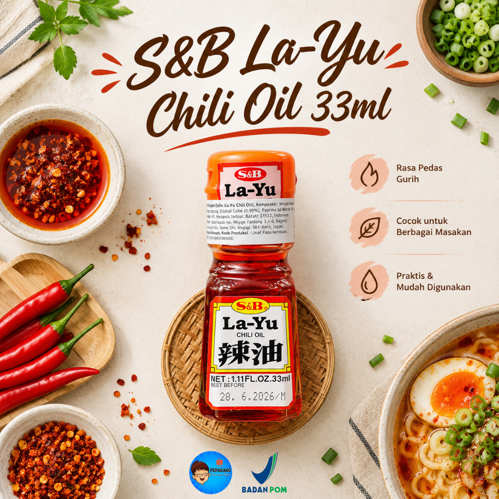 [PBB] S&B La-Yu Chili Oil 33ml / Minyak Cabai Jepang / Saus Pedas Aromatik / Pelengkap Ramen Gyoza /