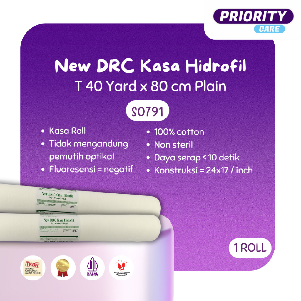 New DRC Kasa Hidrofil T 40 Yard x 80 cm Plain Big Priority Care