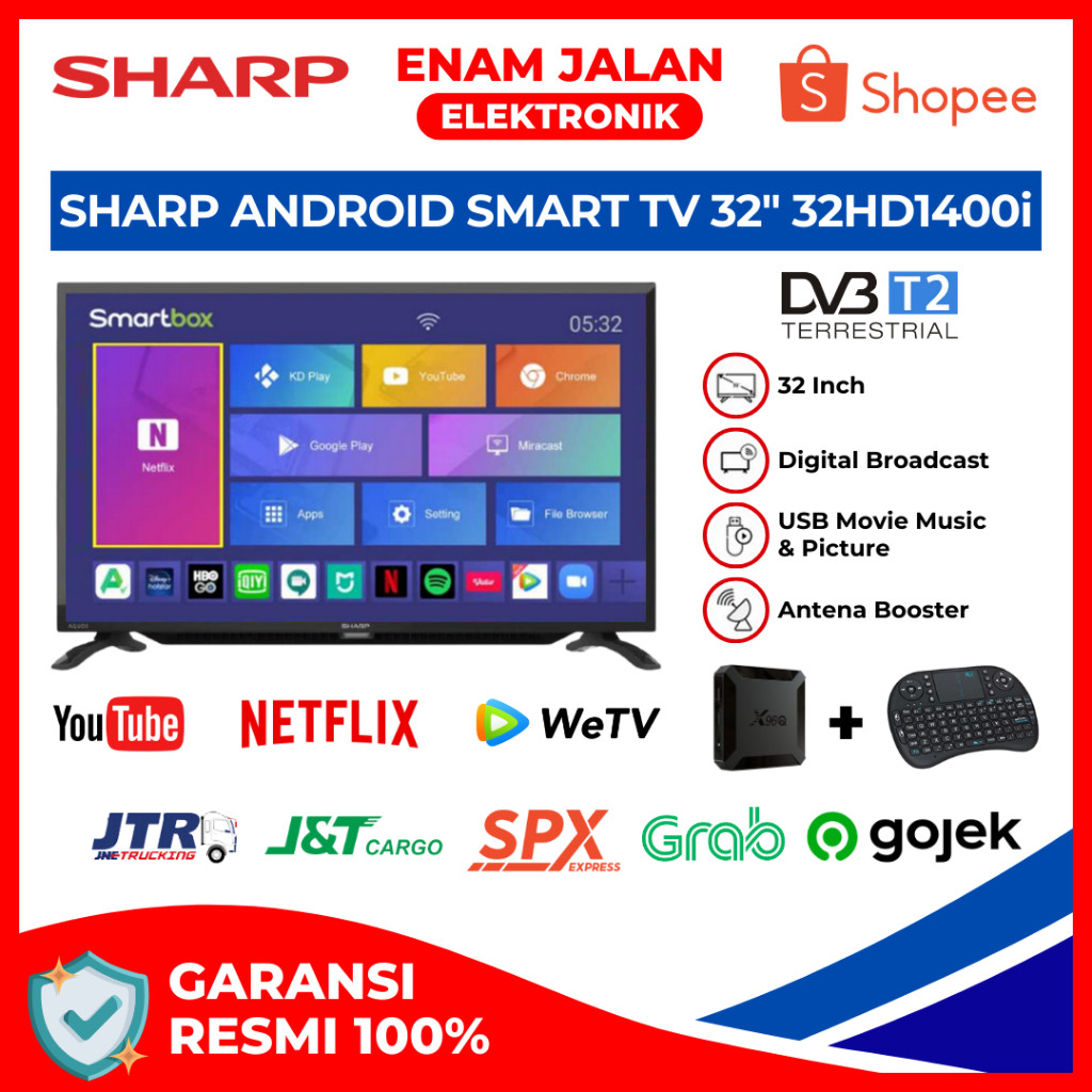 NV SHARP 32 Inch Android Smart TV HD Digital 32HD1400i