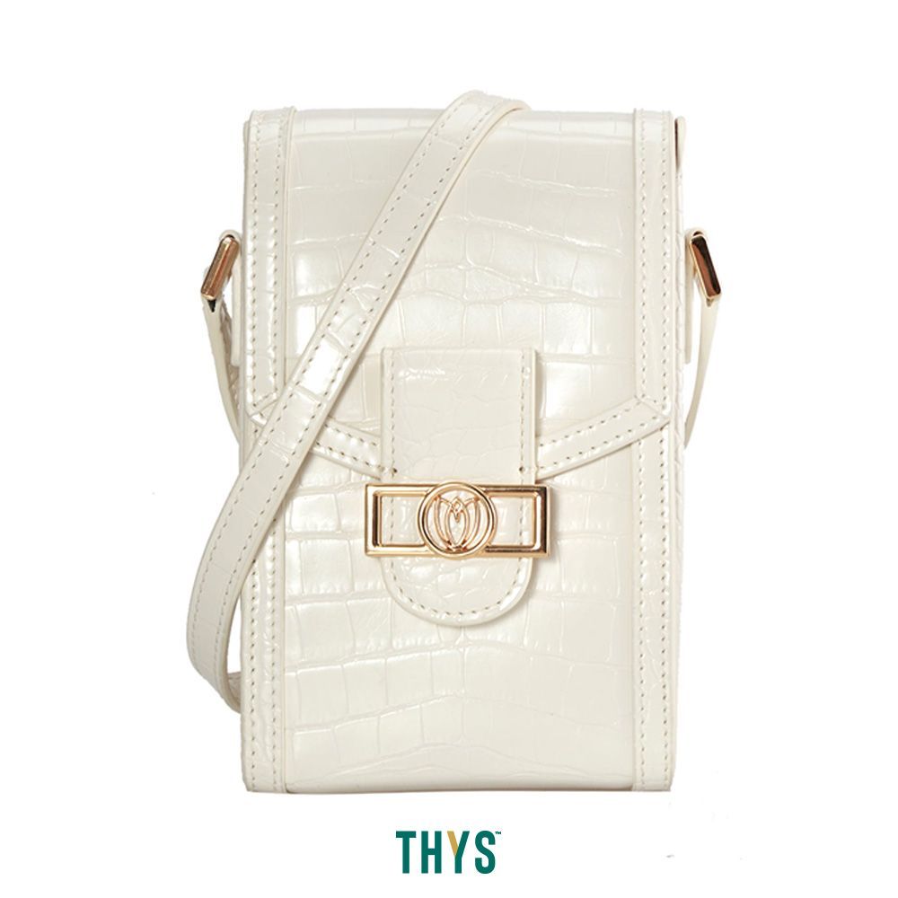 THYS Susen Tas Selempang Croco Pouch Dengan Flap - Krem Sling Bag Crossbody Bag Tas Bahu Tas Slempan