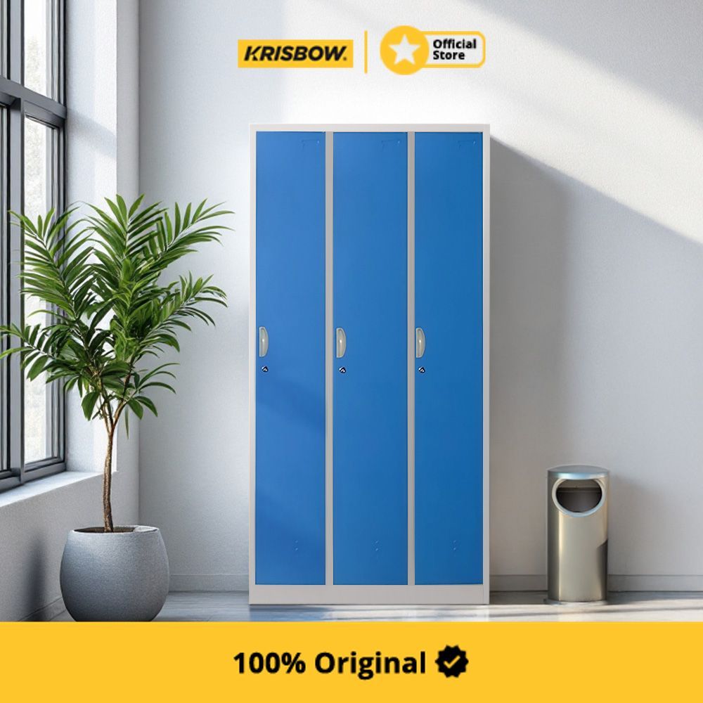 Krisbow Loker 3 Pintu Multi Column - Biru Lemari Loker Kabinet Locker Storage Pintu Locker Cabinet